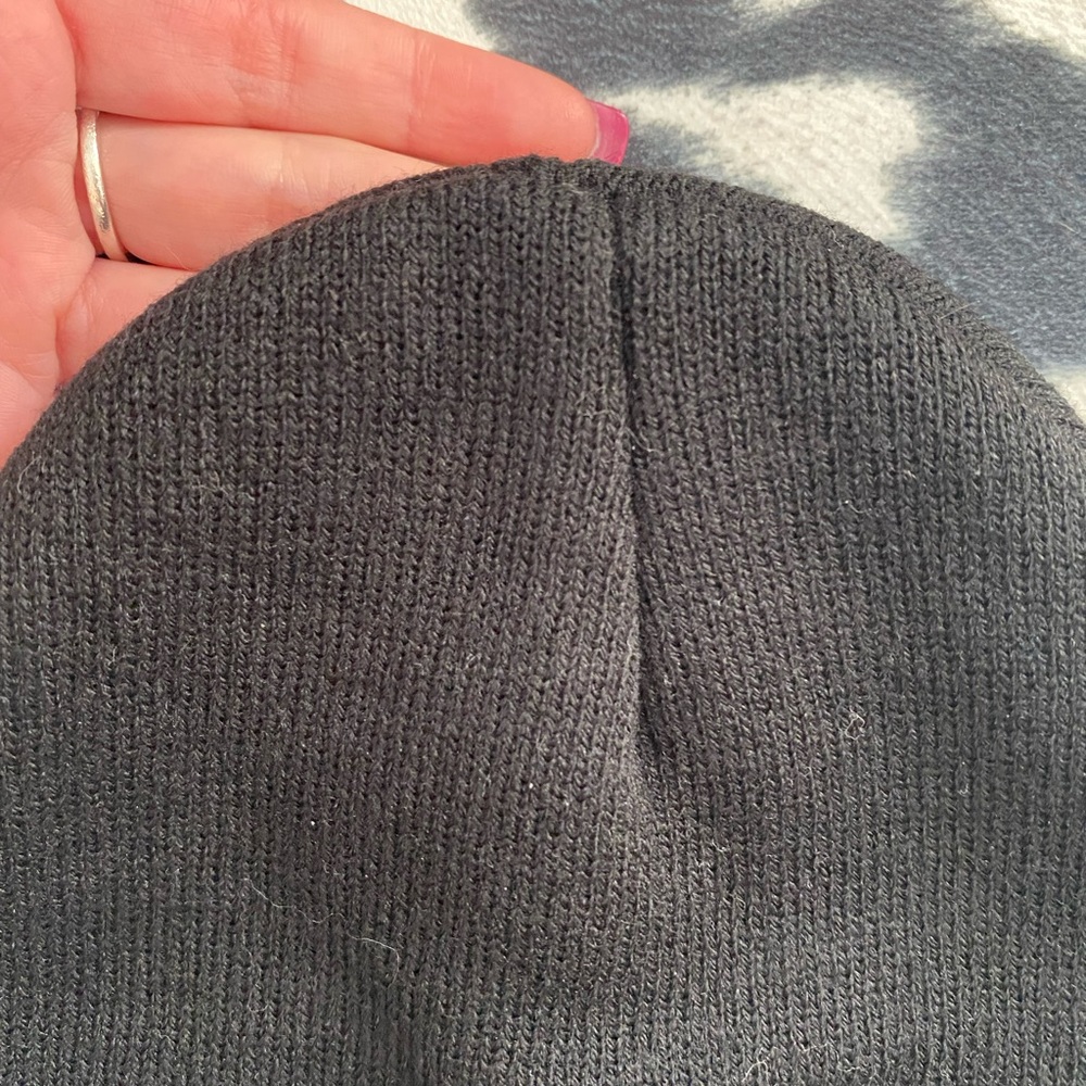 Black Beanie With Smiley Patch - image 3